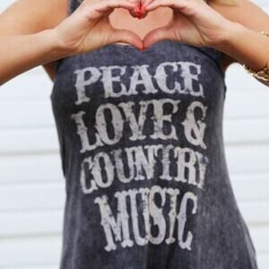 T-Party Y2K Peace Love and Country Tunic Tank/Dress size S